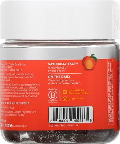 OLLY Collagen Gummy Rings, Supports Skin Elasticity and Firmness, 2.5g Collagen, Clinically-Tested, Peach, 15 Day Supply - 30 Count