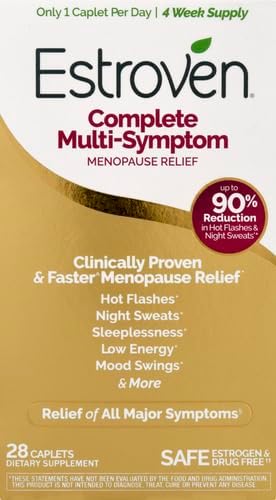 Estroven Complete Multi-Symptom Menopause Supplement for Women, 28 Ct., Clinically Proven Ingredient Provide Menopause Relief & Night Sweats & Hot Flash Relief, Drug-Free & Non-GMO