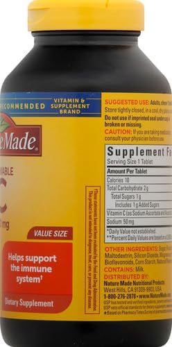 Nature Made Chewable Vitamin C 500 mg, Dietary Supplement for Immune Support, 150 Tablets, 150 Day Supply (Pack of 2)