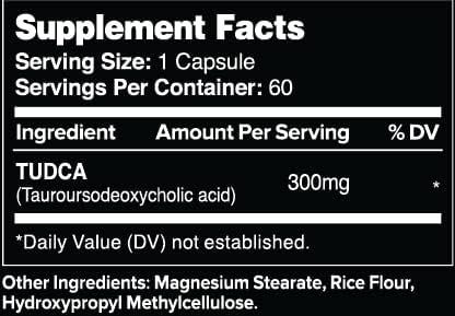 TUDCA Bile Salts 300mg - Tudca (Tauroursodeoxycholic Acid) Supplement 60 Capsules
