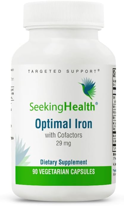 Seeking Health Optimal Iron - Supplement Supports Iron Metabolism & Aids Utilization - Formula with Vitamin C & Riboflavin to Support Absorption - 90 Capsules