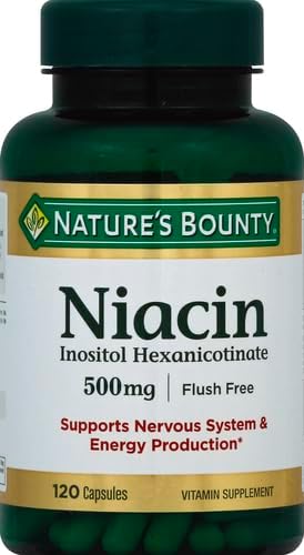 Nature's Bounty Niacin 500mg Flush Free, Cellular Energy Support, Supports Nervous System Health, 120 Capsules