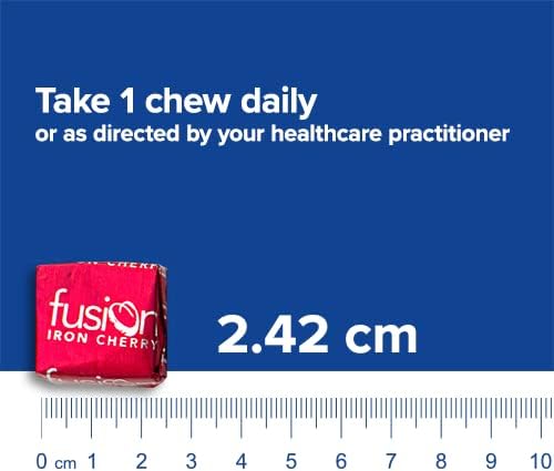 Bariatric Fusion Iron Soft Chew with Vitamin C | Cherry Flavored | Chewy Vitamin for Bariatric Patients | Gluten Free | Iron Supplement for Women and Men | 60 Count | 2 Month Supply