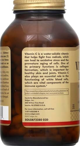 Solgar Vitamin C 1000 mg, 250 Vegetable Capsules - Antioxidant & Immune Support - Overall Health - Healthy Skin & Joints - Bioflavonoids Supplement - Non GMO, Vegan, Gluten Free, Kosher - 250 Servings