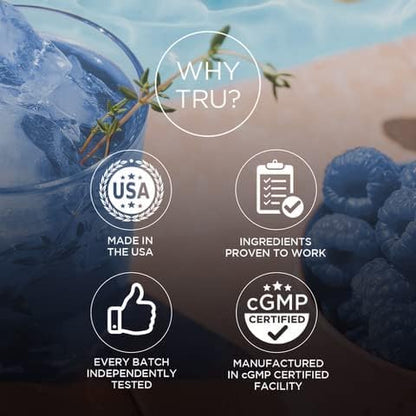 TRU Supplements Energy, Pre Workout Training Formula, Vegan Friendly, No Jitters, Improve Workout Performance, Naturally Extracted Flavors, 20 Servings (Blue Raspberry)