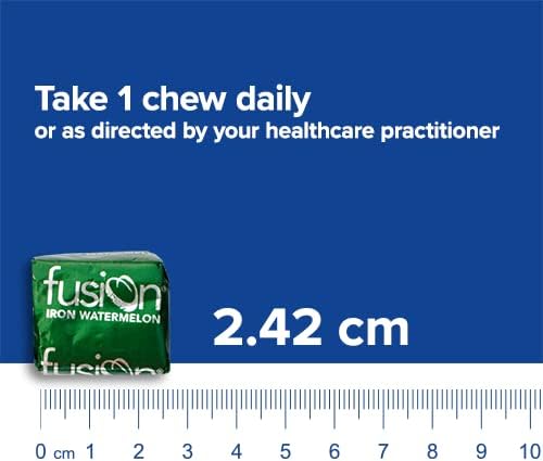 Bariatric Fusion Iron Soft Chew with Vitamin C | Watermelon Flavored | Chewy Vitamin for Bariatric Patients | Gluten Free | Iron Supplement for Women and Men | 60 Count | 2 Month Supply