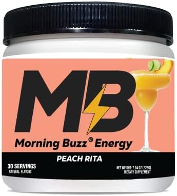 Morning Buzz Energy Drink Powder - Energy Boost Drink Mix - Sugar-Free Energy with Antioxidants - Morning Kickstart and Sports Nutrition Endurance Product - 30 Servings, Peach Rita, 8 Ounces