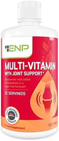 ENP Liquid Multi-Vitamin with Joint Support for Adults | Multivitamin for Women & Men | Plus Glucosamine with MSM | 32 oz | Made in USA