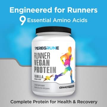 Runner Protein (Vanilla) – Plant-Based Protein Powder for Drinks & Shakes – 21g Protein with 9 Essential Amino Acids - Post-Running Workout – GMP Certified Running Supplement - 30 Servings