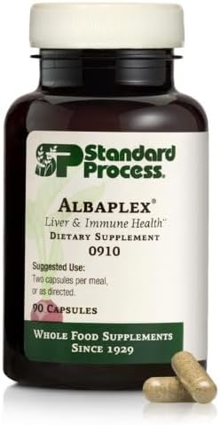 Standard Process Albaplex - Immune Support, Kidney Support, and Liver Support with Vitamin A, Vitamin C, Niacin, Vitamin B6, Oat Flour, Spanish Moss - 90 Capsules