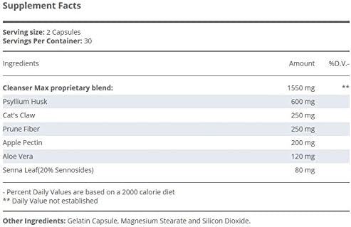 Cleanser Max, Full-Body Detox Cleanse of Toxins (60 Capsules)
