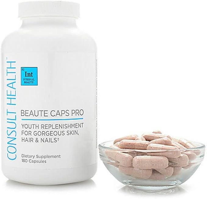Consult Health Beaute Caps Pro - Collagen Supplement - Biotin 10,500mcg, MSM, Blood Orange for Skin, Hair, Nails Health - Collagen Vitamins - Anti-Aging, USA Made