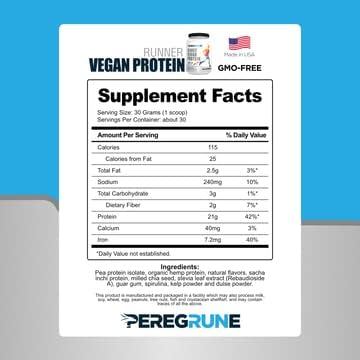 Runner Protein (Vanilla) – Plant-Based Protein Powder for Drinks & Shakes – 21g Protein with 9 Essential Amino Acids - Post-Running Workout – GMP Certified Running Supplement - 30 Servings