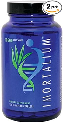 Youngevity Imortalium® - Anti-Aging Telomere Health, Fucoxanthin, Carotenoid Blend, Fucoidan Blend, MSM, Glutathione, Skin Rejuvinating Blend + 12 Whole Foods 120 Tablets (Pack of 2)