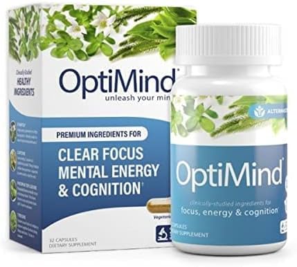 Optimind Nootropics Brain Booster Supplement | Enhance Focus and Cognition, Improve Retention, Sustain Energy | Clinically Studied Ingredients, Bacopa, Tyrosine, Huperzine A, GABA - 1 Bottle (32 Ct)