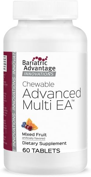 Bariatric Advantage Chewable Advanced Multi EA Without Iron, High Potency Daily Multivitamin for Bariatric Surgery Patients Including Gastric Bypass, Sleeve Gastrectomy, DS - Mixed Fruit, 60 Count