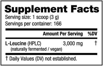 NutraBio 100% Pure L-Leucine - Muscle Recovery and Support - Naturally Fermented Free Form Amino Acid - Vegan, Non-GMO, Gluten Free - (500 Grams)