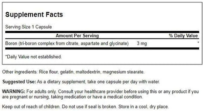 Swanson Triple Boron Complex - Bone Health and Joint Support Mineral Supplement - Citrate, Aspartate, Glycinate (250 Capsules)