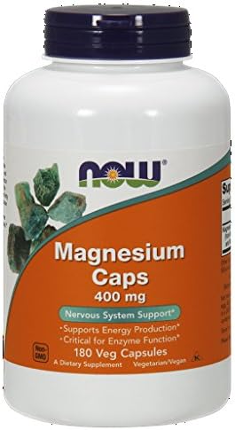 NOW Magnesium 400mg,180 Capsules (Pack of 2)