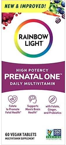 Rainbow Light High-Potency Prenatal One Multivitamin, Prenatal Health Multivitamin Supports Mom's Health and Baby's Development, With Vitamin C, Vegan, 60 Count