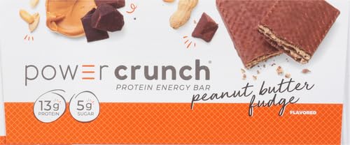 Power Crunch Protein Wafer Bars, High Protein Snacks with Delicious Taste, Peanut Butter Fudge, 1.4 Ounce (12 Count) (Pack of 2)