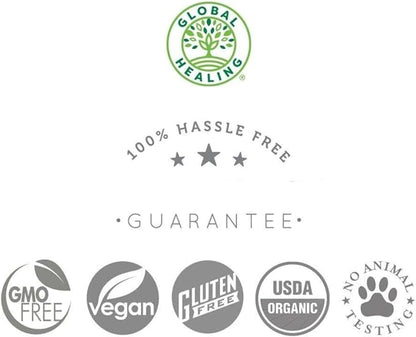 Global Healing Vitamin B12 5000 mcg, Organic Sublingual Liquid Drops | 3-in-1 Methylcobalamin, Adenosylcobalamin, Hydroxo Blend, 1 Fl Oz (2-Pack)