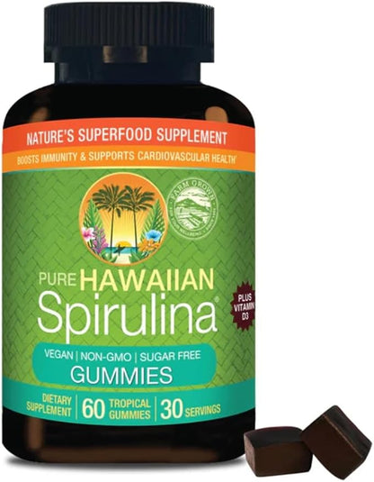 Nutrex Hawaii Spirulina | Grown Outside in Kona Hawaii | Natural Superfood Supplement (60 Count, Gummy)