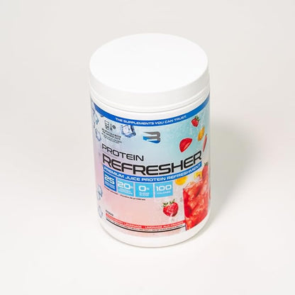 Protein Refresher (25 Servings) - Revolutionary Juice-Type Whey Protein Powder for Fitness, Bodybuilding, Gym, or for Bigger Protein Intake (25 Scoops, Strawberry Lemonade)