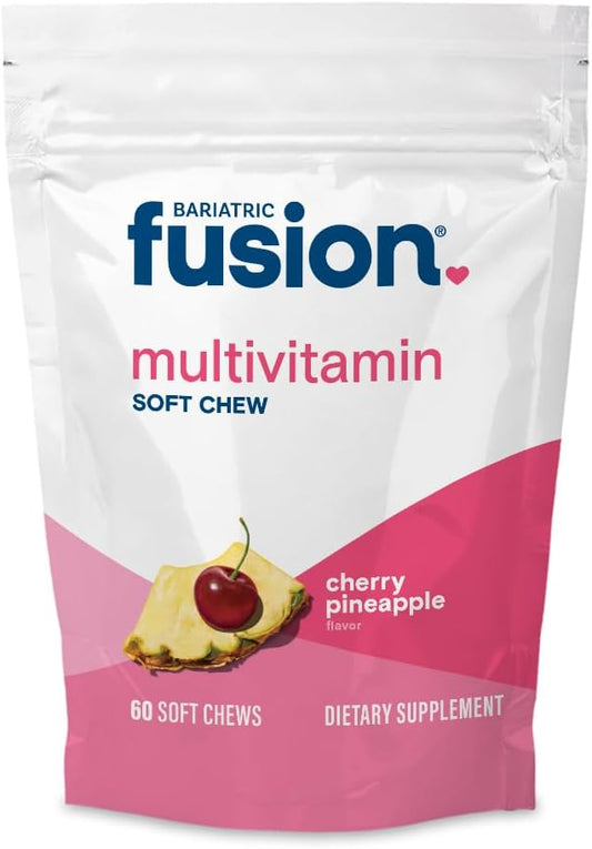 Bariatric Fusion Bariatric Multivitamin Chewable Soft Chew | Cherry Pineapple Flavor | Chewy Bariatric Vitamins for Post Bariatric Surgery Patients | 60 Count | 1 Month Supply
