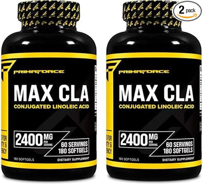 Primaforce CLA 2400 mg per Serving (180 softgels) Weight Management Supplement for Men and Women, Non-Stimulating, Non-GMO & Gluten Free (Pack of 2)