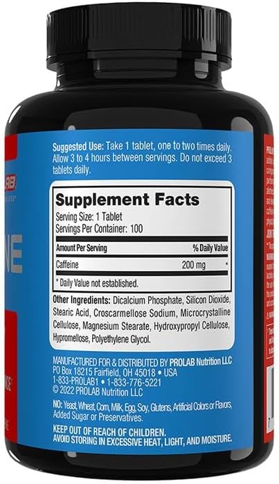 ProLab Caffeine Tablets 100 Count (Pack of 4)