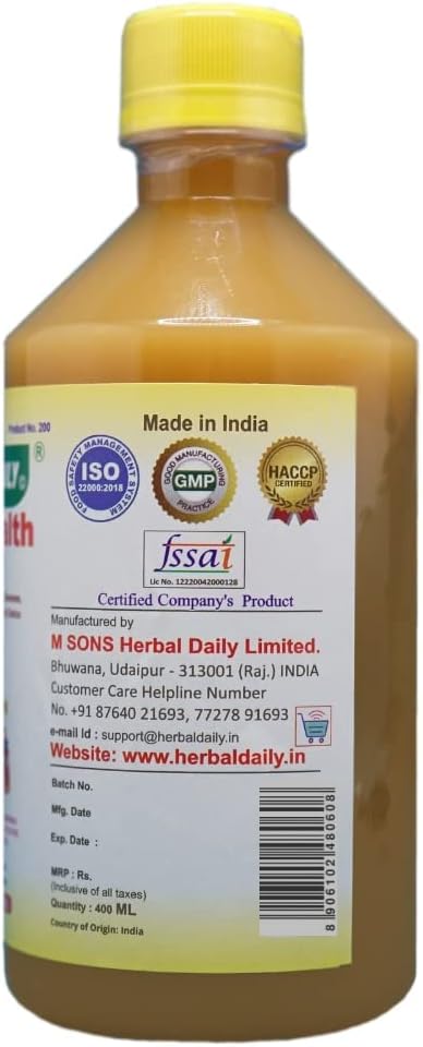 Heart Health 400 ml Dietary Supplement - Supports Heart Wellness and Lowers Cholesterol - Apple Cider Vinegar (ACV), Garlic Juice, Ginger, Lemon, and Honey - 1 Bottle