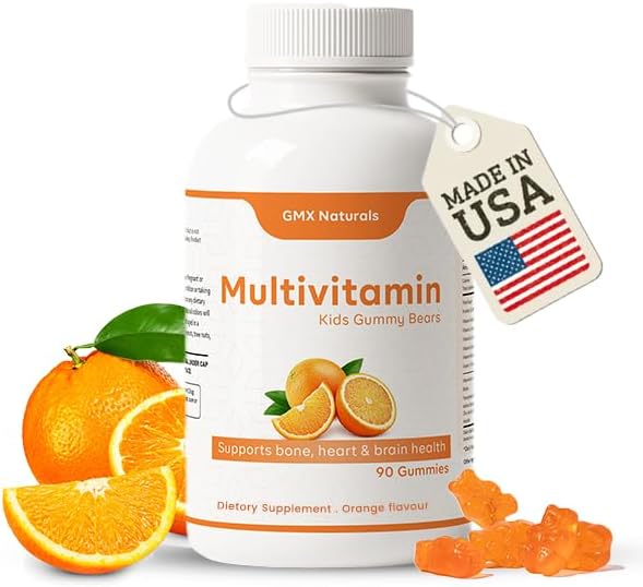 Kids Multivitamin Gummies (90 Count) | Kids Vitamins Gummies | Chewables Vitamin for Kids | Immune & Growth Support | Sugar & Gluten Free | Orange Flavour Gummies | 1 Month Supply