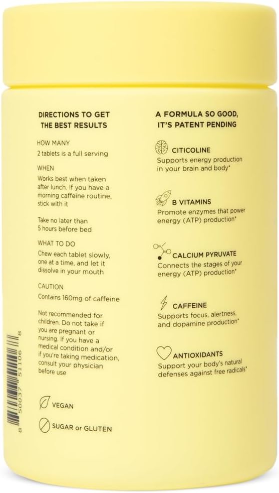 The Anytime You Need Energy Vitamin for Sustained Energy, Focus & Alertness with Jitter-Free Caffeine, 60 Chewable Energy Supplements (30 Servings), Mixed Berry