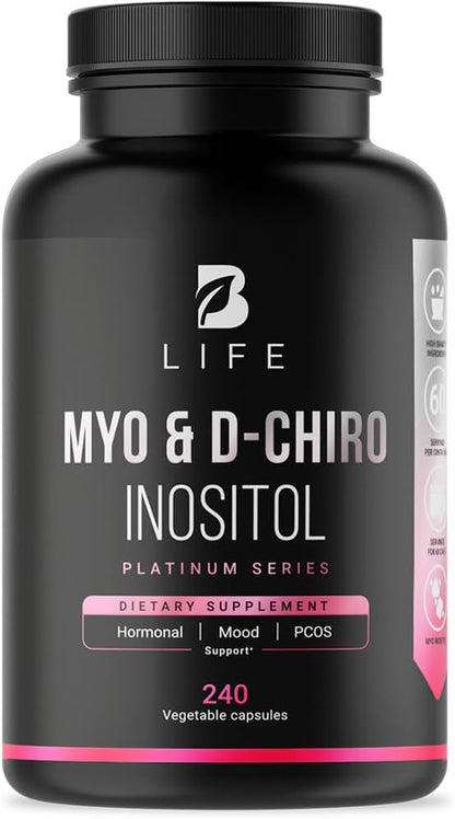 Myo-Inositol & D-Chiro Inositol by B Life - 240 Capsules | Made in USA | 40:1 Ratio | Vitamin B8 Supplement