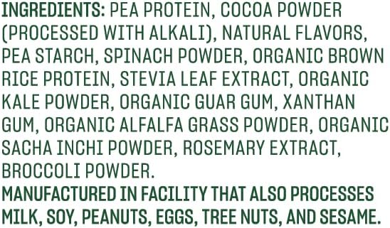 Vega Protein and Greens Protein Powder, Chocolate - 20g Plant Based Protein Plus Veggies, Vegan, Non GMO, Pea Protein for Women and Men, 1.2 lbs (Packaging May Vary)