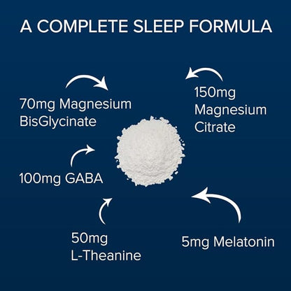 Magnesium Powder Natural Sleep Aid - Magnesium Citrate, Magnesium Glycinate, Melatonin 5 mg, L-Theanine, GABA, Magnesium Sleep Supplement Drink Mix, Sleep Aid for Adults, Mixed Berry Lemon Flavor