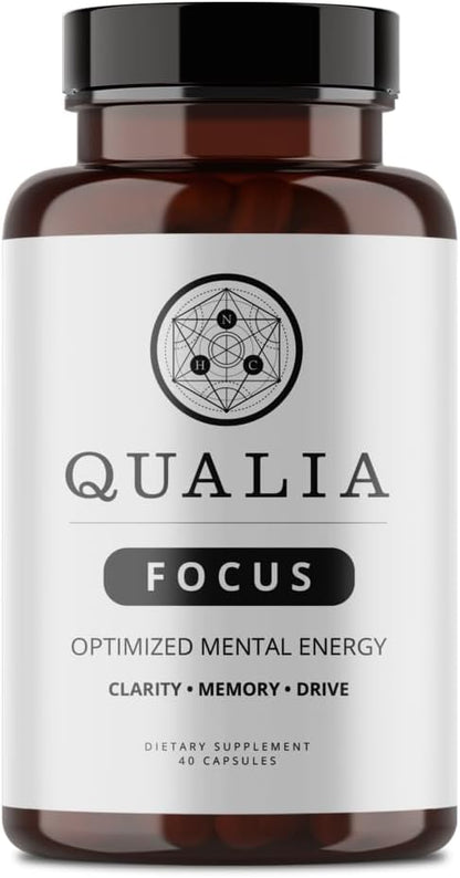 Qualia FOCUS Brain Booster Supplement | A Powerful Nootropic Designed to Deliver Sustained Mental Energy, Alertness, Concentration & Memory | With Ginkgo Biloba, L-Theanine Plus | 1 Month Supply