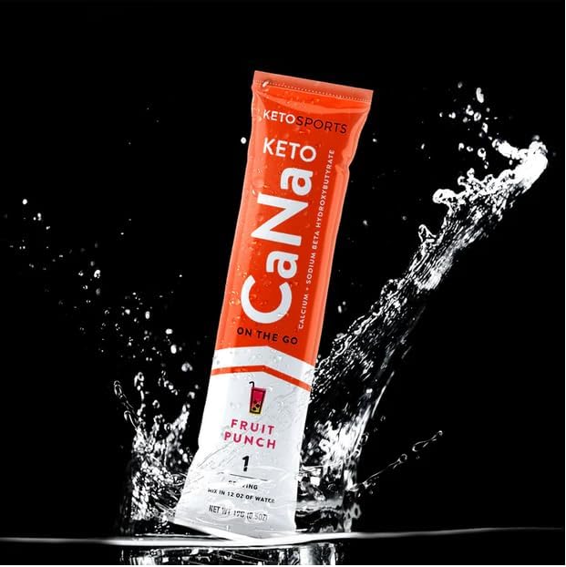 New KetoCaNa GO (Fruit Punch) Single Serve Dietary Ketone Supplement for Physical and Mental Performance, Keto and Paleo-Friendly, Naturally Sweetened and Flavored 16 Stick Packs