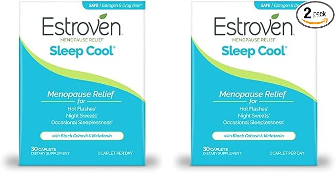 Estroven Sleep Cool for Menopause Relief, 30 Ct, Sleep Support Supplement With Clinically Proven Ingredients to Relieve Menopause Symptoms plus Night Sweats & Hot Flash Relief, Drug-Free & Gluten-Free