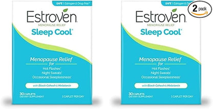 Estroven Sleep Cool for Menopause Relief, 30 Ct, Sleep Support Supplement With Clinically Proven Ingredients to Relieve Menopause Symptoms plus Night Sweats & Hot Flash Relief, Drug-Free & Gluten-Free
