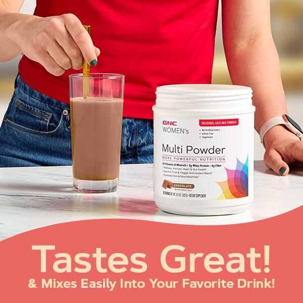 GNC Women's Multi Powder - Chocolate | Supports Overall Women’s Wellness, Heart Health, Energy Production | 30 Servings