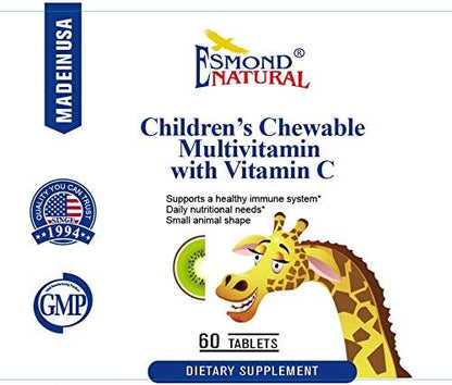 Children's Chewable Multivitamins with Vitamin C (Former Kiwi Fruit Complex), GMP, Natural Product Assn Certified, Made in USA - 60 Tablets