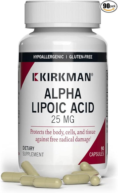 Kirkman - Alpha Lipoic Acid 50 mg - 90 Capsules - Potent Antioxidant - Protects Against Harmful Radicals - Hypoallergenic