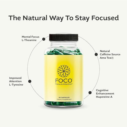 Think FOCO - Focus Supplement for Kids, Teens & Adults - Natural Focus in 30 Minutes - Brain Supplements for Memory and Attention - Vegan Vitamin, Gluten Free, Non GMO Vitamins