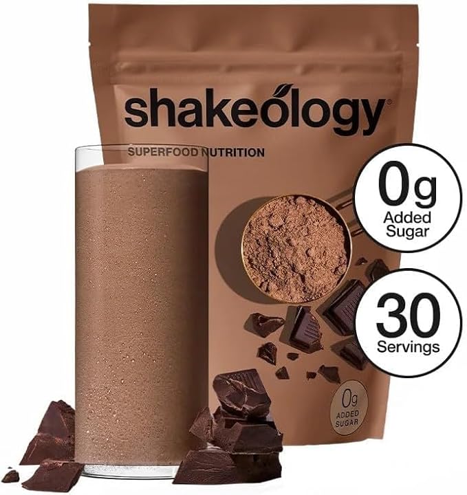 Shakeology 0g Added Sugar Vegan Protein Powder - Gluten Free, Superfood Protein Shake - Helps Support Healthy Weight Loss, Lean Muscle Support, Manage Effects of Stress, Chocolate - 30 Servings