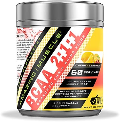 BCAA 2:1:1 Branched Chain Amino Acids Supplement | 6,000 Mg Per Serving | 60 Servings | Cherry Lemonade Flavor