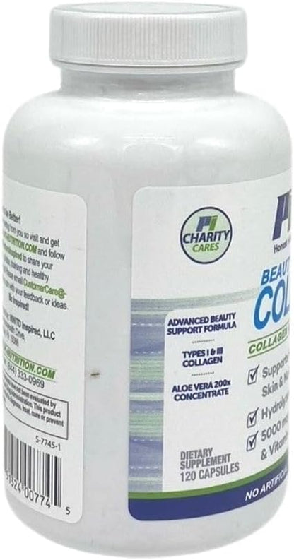 Performance Inspired Nutrition Collagen Joint/Skin/Nails/Beauty Support Capsules - Contains 5,000mcg of Biotin - Silica - Aloe Vera - Collagen Peptides - Hydrolyzed Acid – All-Natural - Big 120 Ct