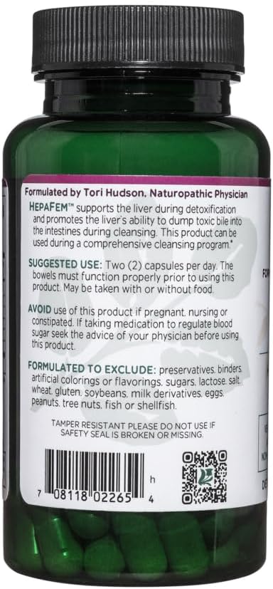 Vitanica, Hepafem, Liver Cleansing Support, Vegan/Vegetarian, 60 Capsules