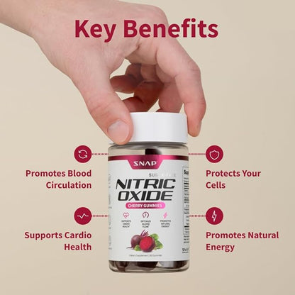 Snap Supplements Nitric Oxide Beet Root Gummies - Support Healthy Blood Circulation, 60 Gummies